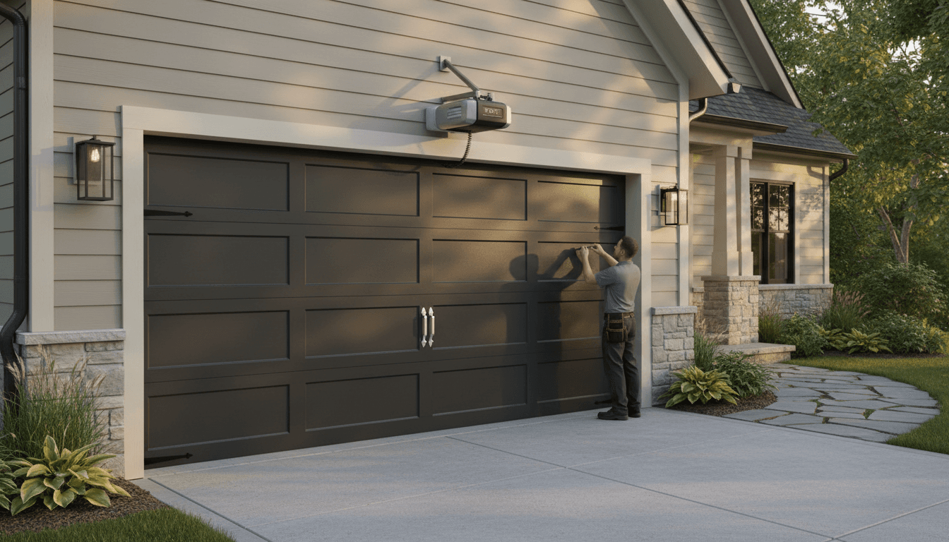 Newly installed residential garage door